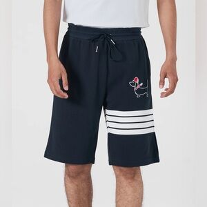 Men’s Size Small (29-30” Waist) Thom Browne 4-Bar Strips Puppy Shorts Dark Navy